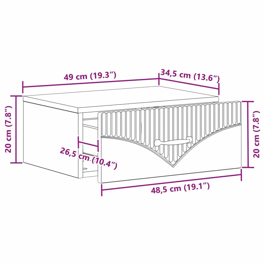 Set di 2 Comodini | Armadio da Notte | Mobiletto da notte a muro Bianco Lucido 49 x 34,5 x 20 cm