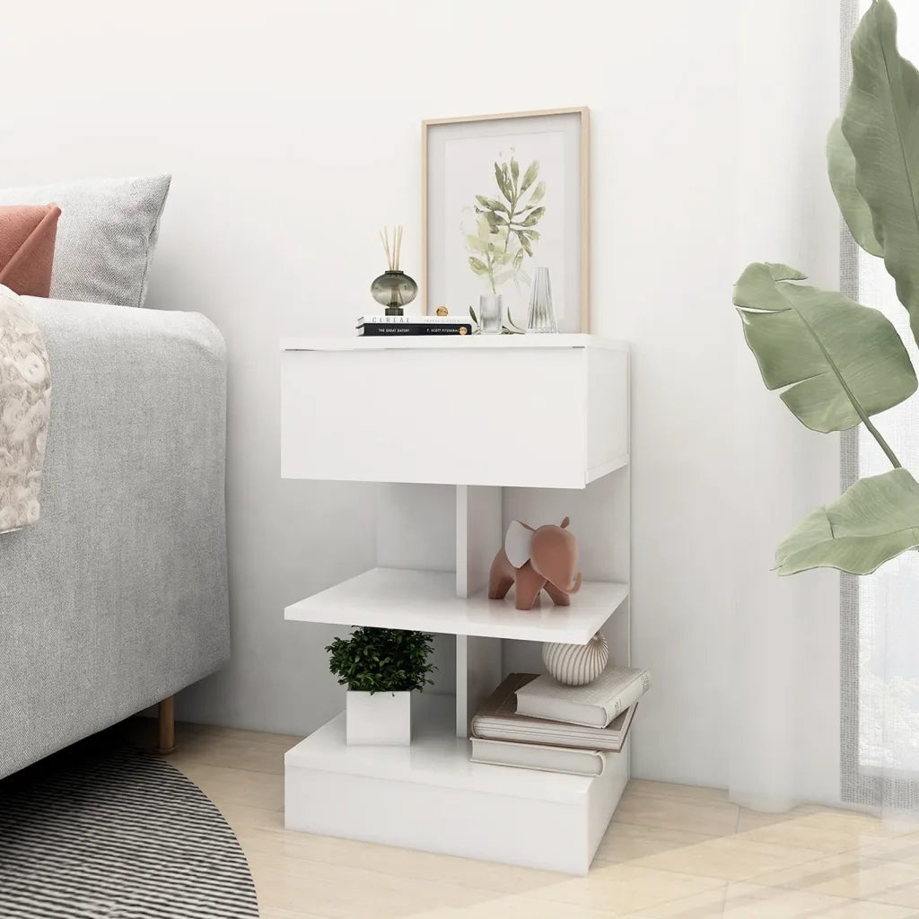 Set di 2 Comodini | Armadio da Notte | Mobiletto da notte Bianchi 40x35x65 cm in Legno Ingegnerizzato
