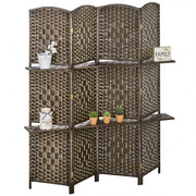Paravento 4 Pannelli con Ripiani ¨C zephmum ¨C 160x170 cm Marrone Legno