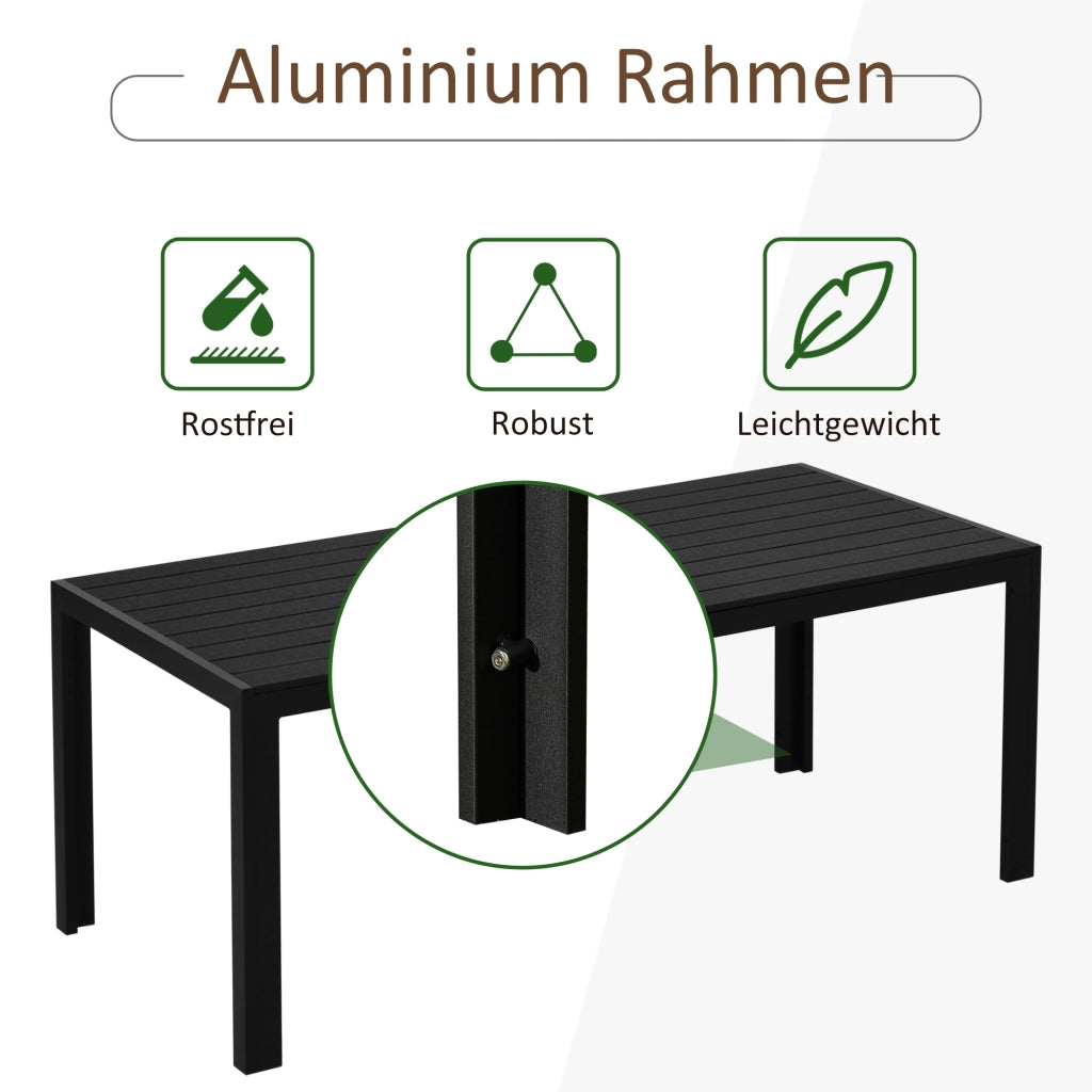 Tavolo da giardino in plastica ¨C Minimal ¨C 190x84.5x72 cm nero effetto legno