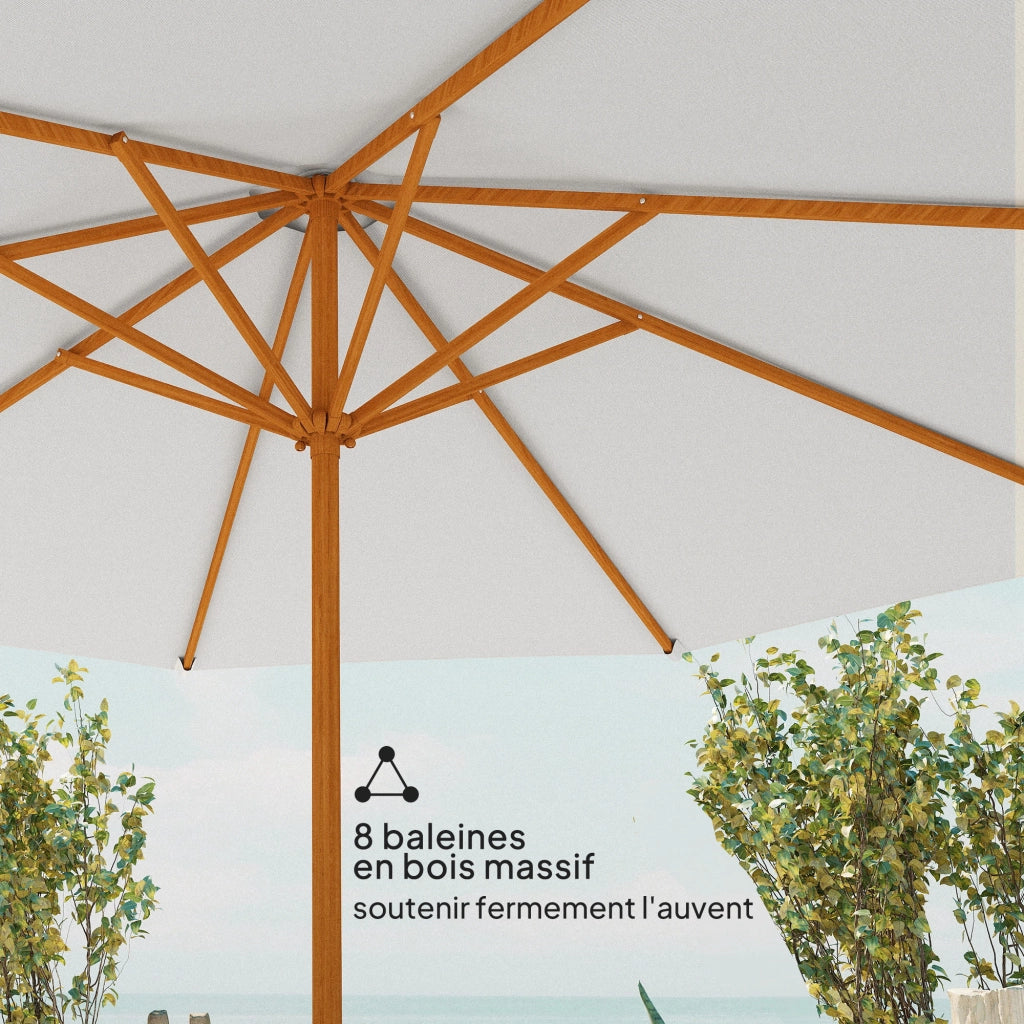Ombrellone da giardino rotondo ¨C Minimal ¨C beige, legno, ? 2,7 m