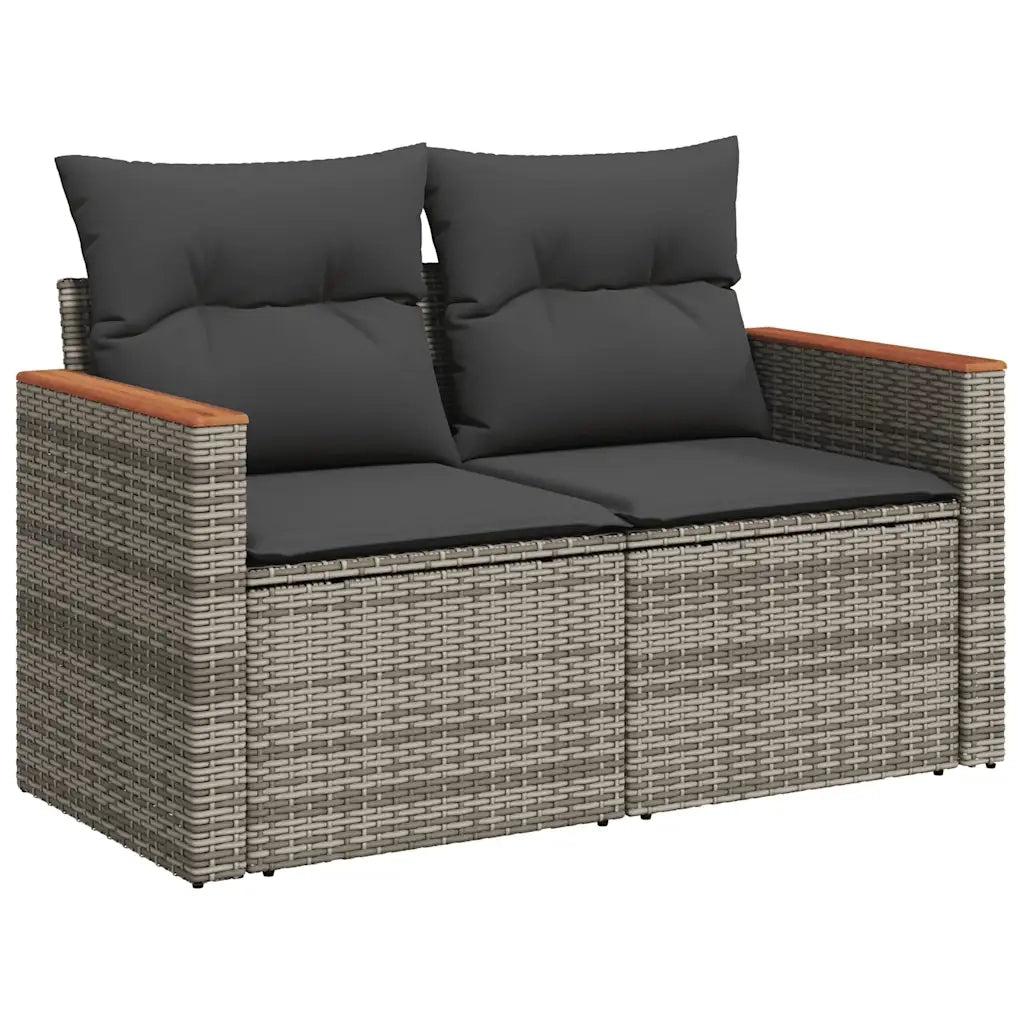 Divano da Giardino con Cuscini 2 Posti-Sofa da Giardino-Divano da esterno Grigio in Polyrattan 569064