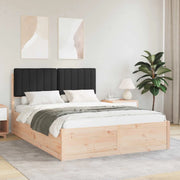 Letto con Testiera Rivestita-Struttura Letto con Testiera Nero 135 x 190 cm Pino massello 521506