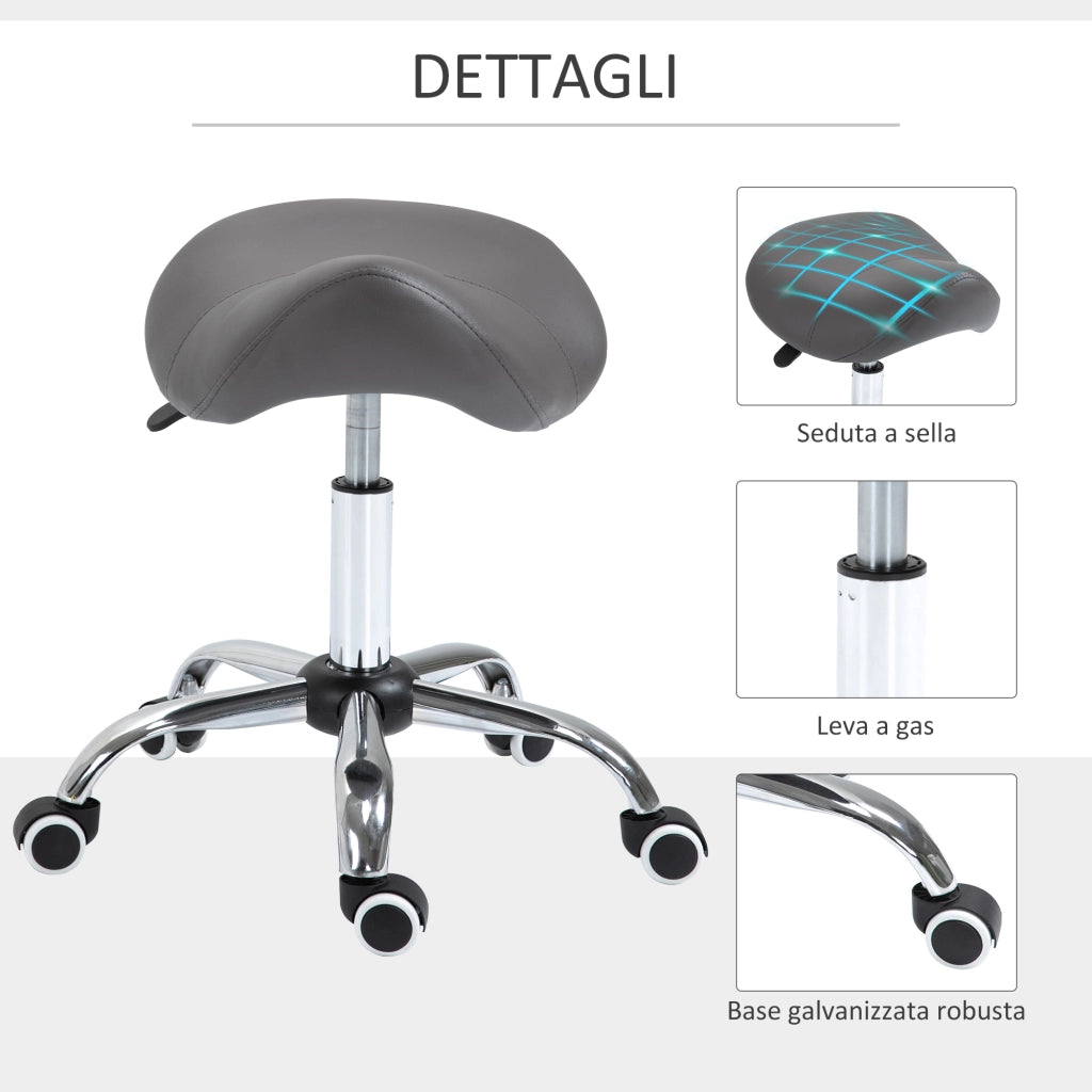 Sgabello Regolabile con Ruote ¨C Minimal ¨C Grigio 52x53x49-61cm