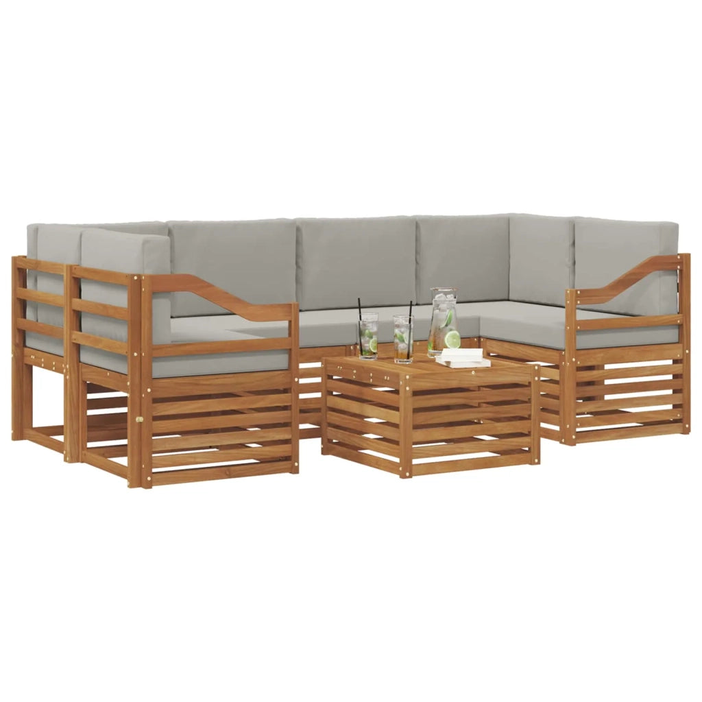 Set di divani da esterno 7 pcs Grigio Naturale e Chiaro 3374466