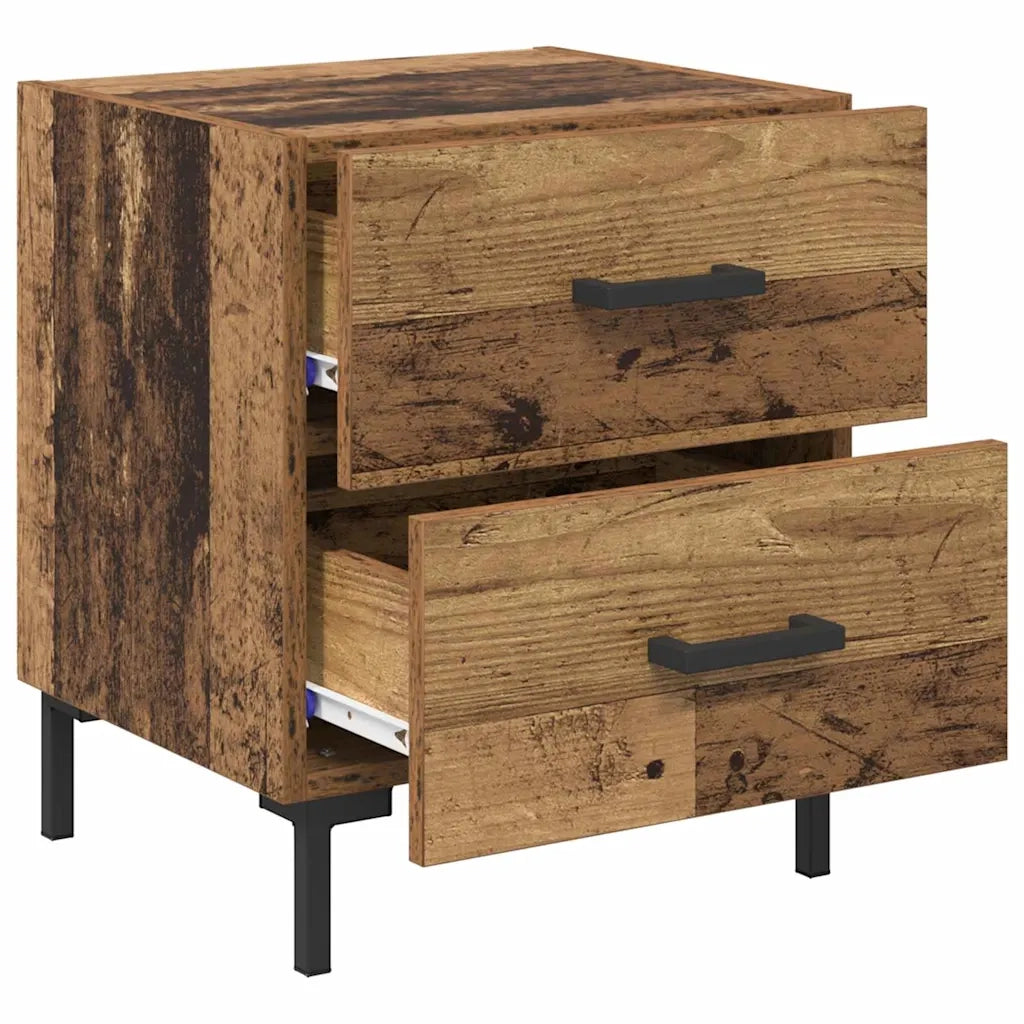 Set di 2 Comodini | Armadio da Notte | Mobiletto da notte Legno vecchio 40 x 35 x 47,5 cm