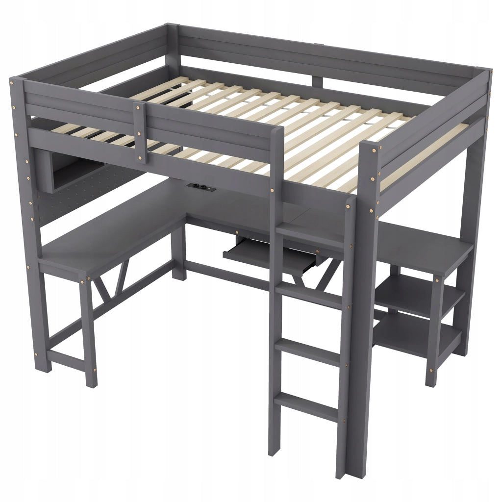Letto gaming con scrivania LED - Xylo - 90x200 - Grigio
