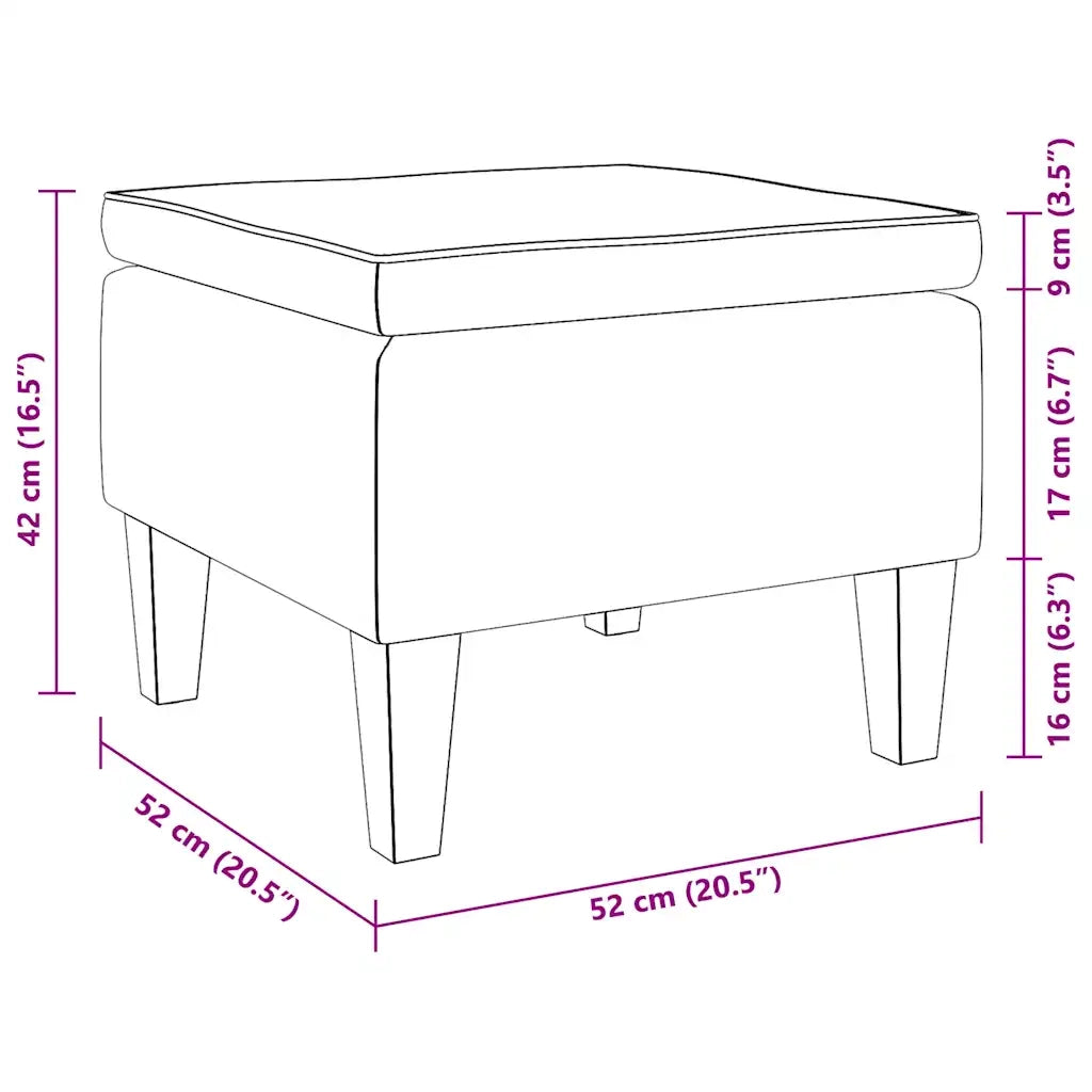 Poggiapiedi con Gambe in Legno Crema in Velluto 329466