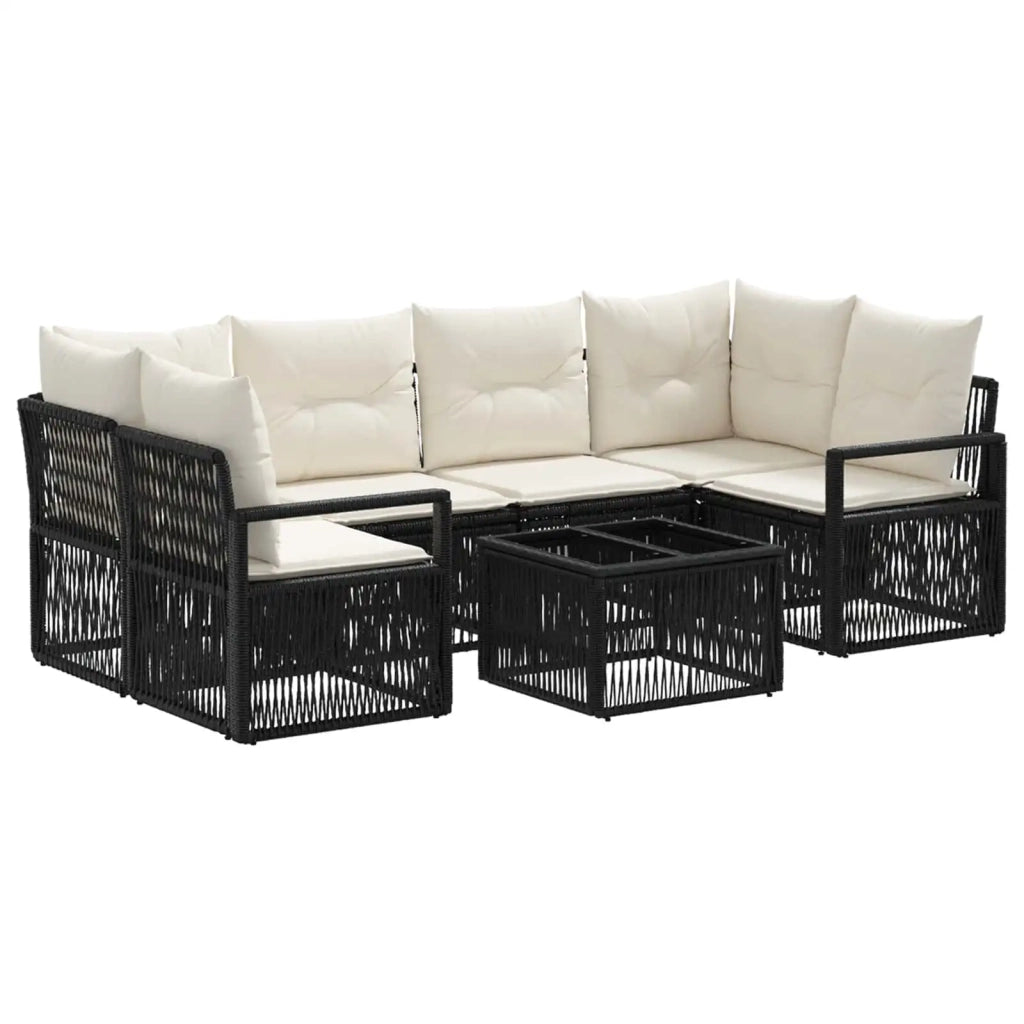 Set Divano da Giardino 7 pz Nero polyrattan 3435646