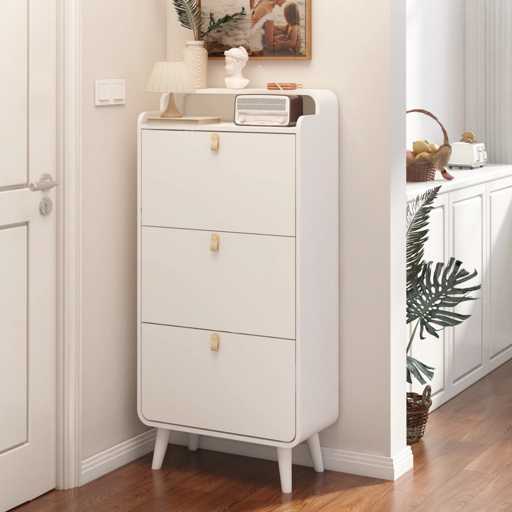 Scarpiera Slim con Ante Ribaltabili e Ripiani ¨C Xylo ¨C Bianco