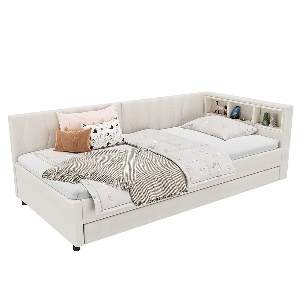 Daybed - Xylo - 90x200 cm LED USB contenitore beige