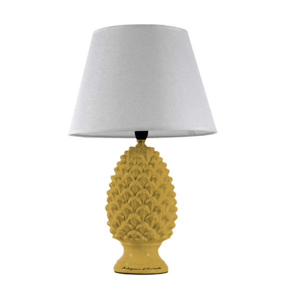 LAMPADA LUMETTO CON DESIGN A PIGNA CON BASE IN COLORE GIALLO 52 CM
