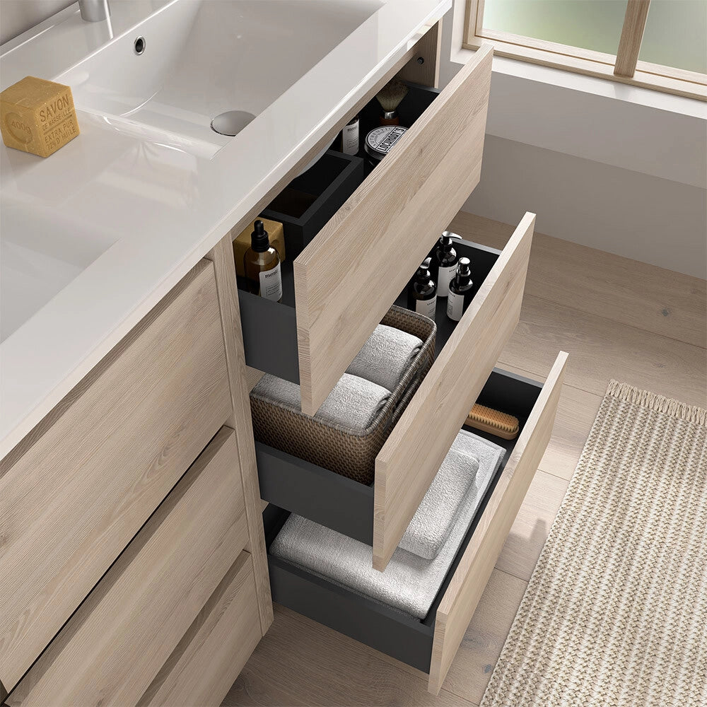 Mobile bagno 60 cm rovere bali con lavabo ad incasso Gaya