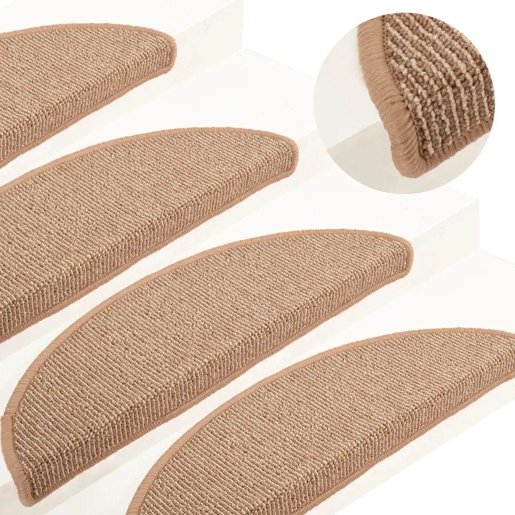 Tappetini per scale 15 pz 56x17x3 cm Marrone chiaro Semicircolari 149851