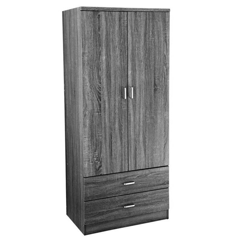 ERMES ARMADIO IN LEGNO CON 2 ANTE E CASSETTI 80 X 52 X 190 CM COLORE WENGÈ