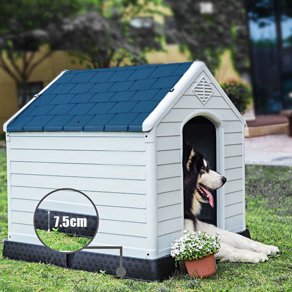 Casetta impermeabile e ventilata per cani, Cuccia con valvole d¡¯aria e pavimento rialzato-Casette e lettini
