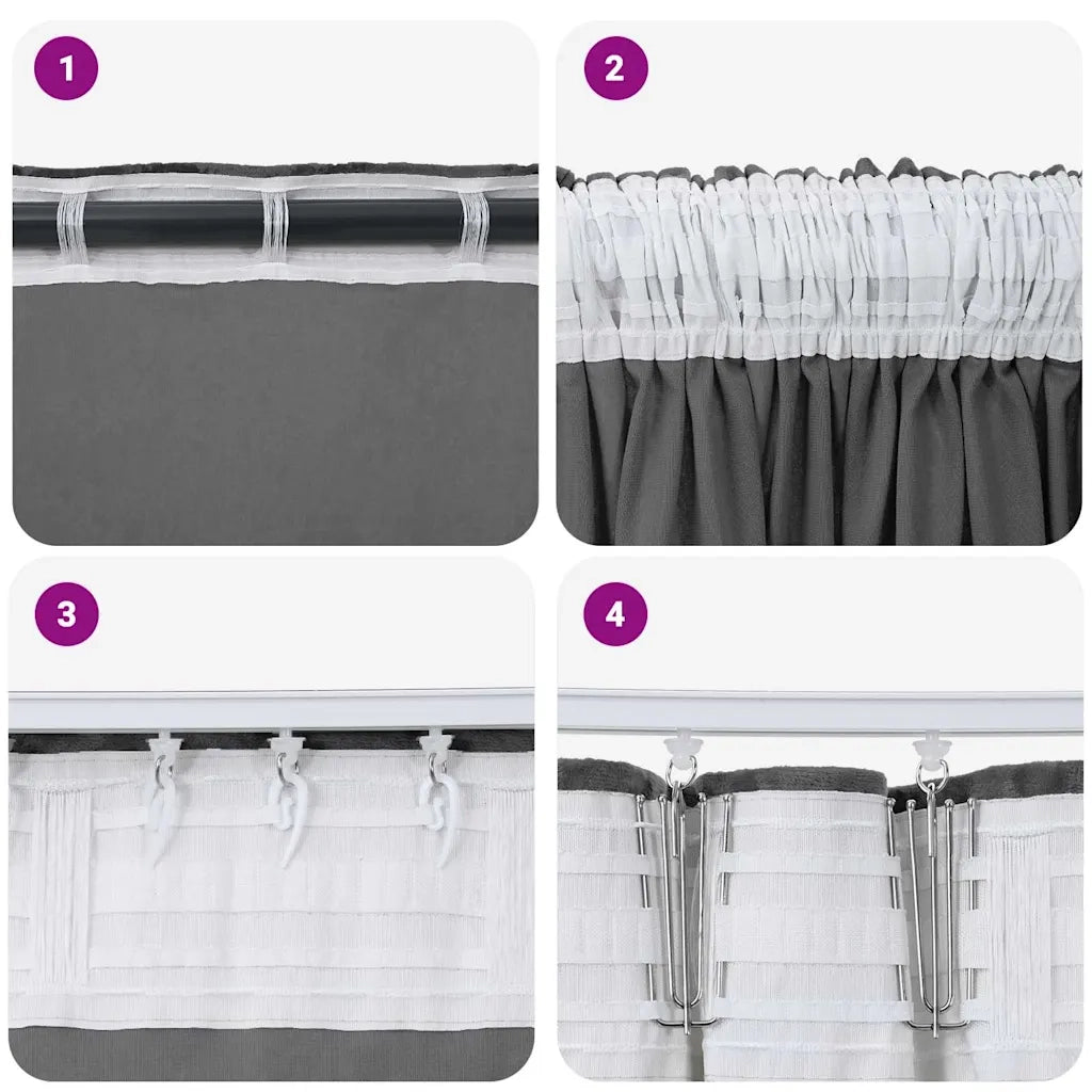 Tende in Velluto con tende 2 pcs Grigio 140 x 140 cm Velluto 4107688