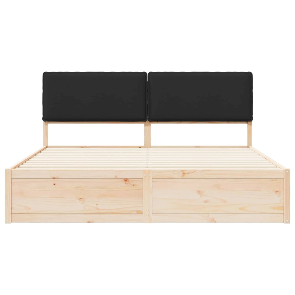 Letto matrimoniale | Letto per adulti | Letto con Testiera Rivestita Nero 180 x 200 cm Pino massello