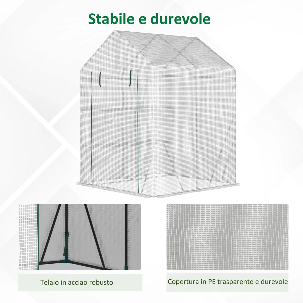 Serra da Giardino ¨C Minimal ¨C Acciaio e PE, 143x143x195 cm, Bianco