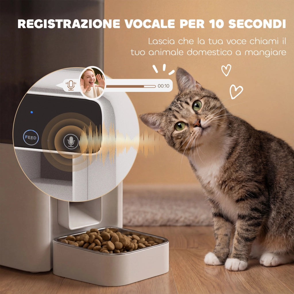 Distributore Automatico Cibo Gatti 4.5L ¨C Xylo ¨C con APP e Registratore Vocale
