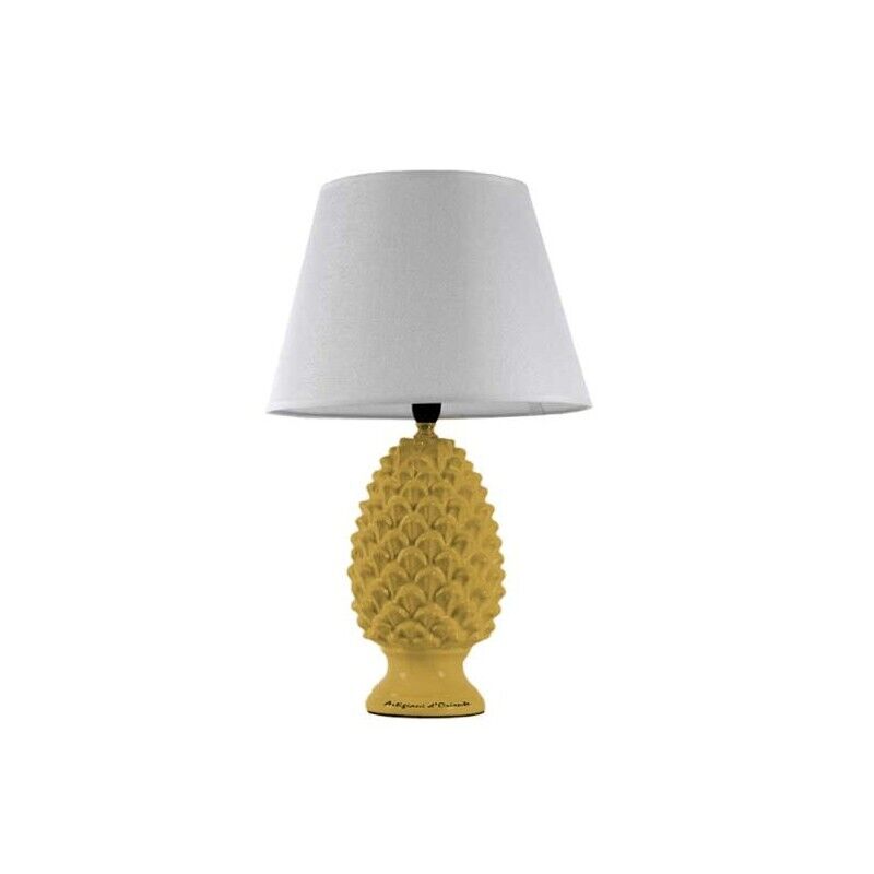 LAMPADA LUMETTO CON DESIGN A PIGNA CON BASE IN COLORE GIALLO 44,5 CM
