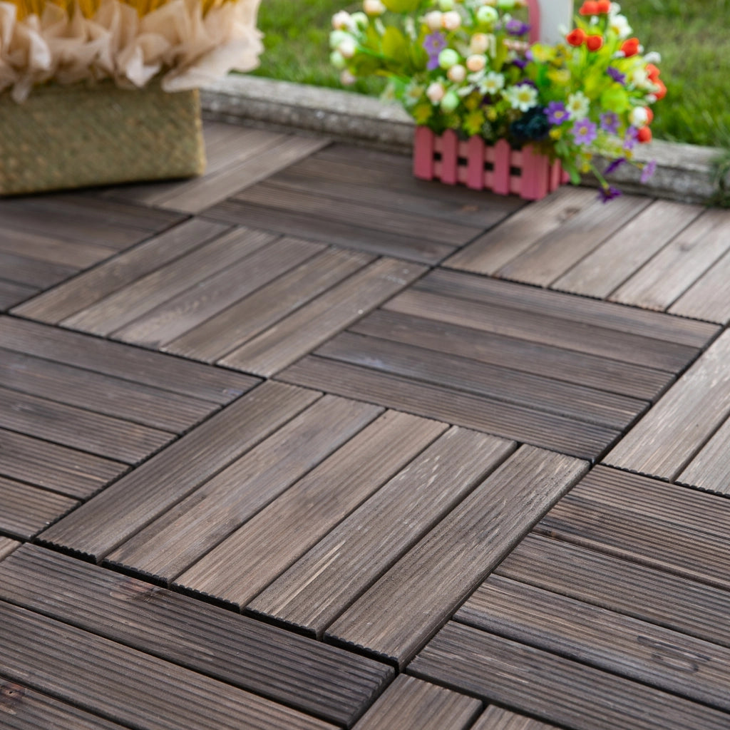 Pavimento in Legno per Esterni ¨C Minimal ¨C Set 27 Pezzi, 30x30x2.5 cm