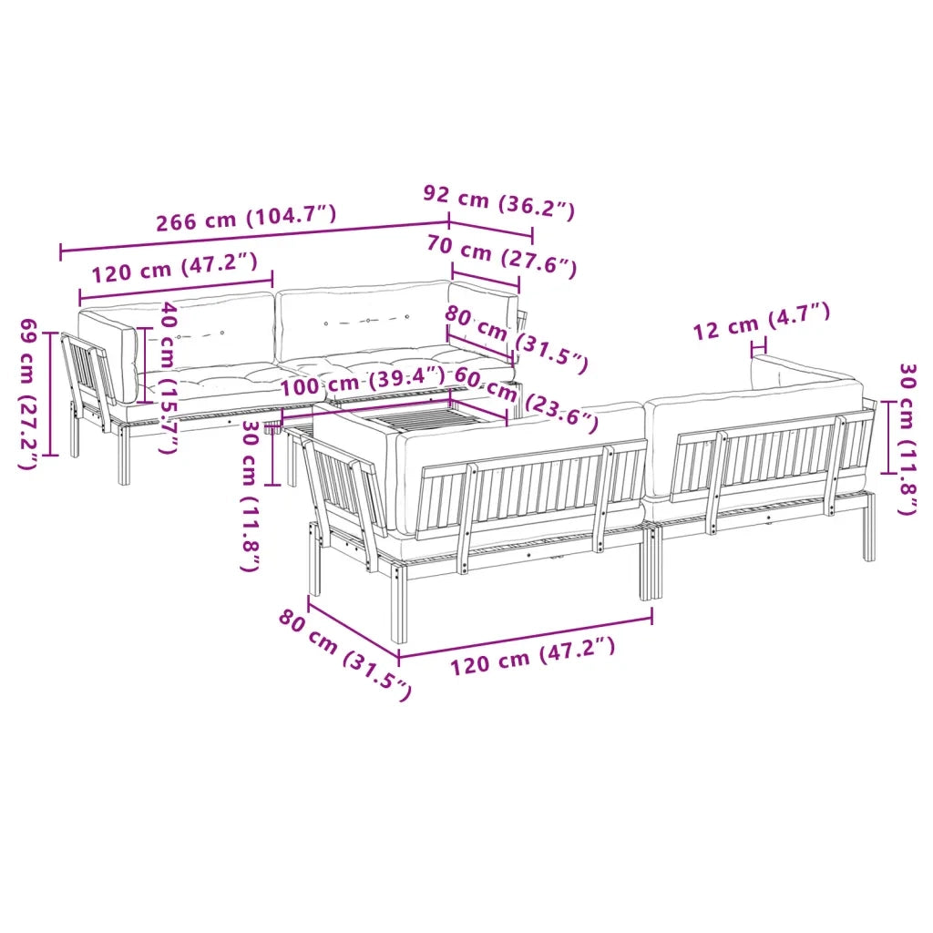 vidaXL Set Divano Pallet Giardino 5pz con Cuscini Massello Acacia