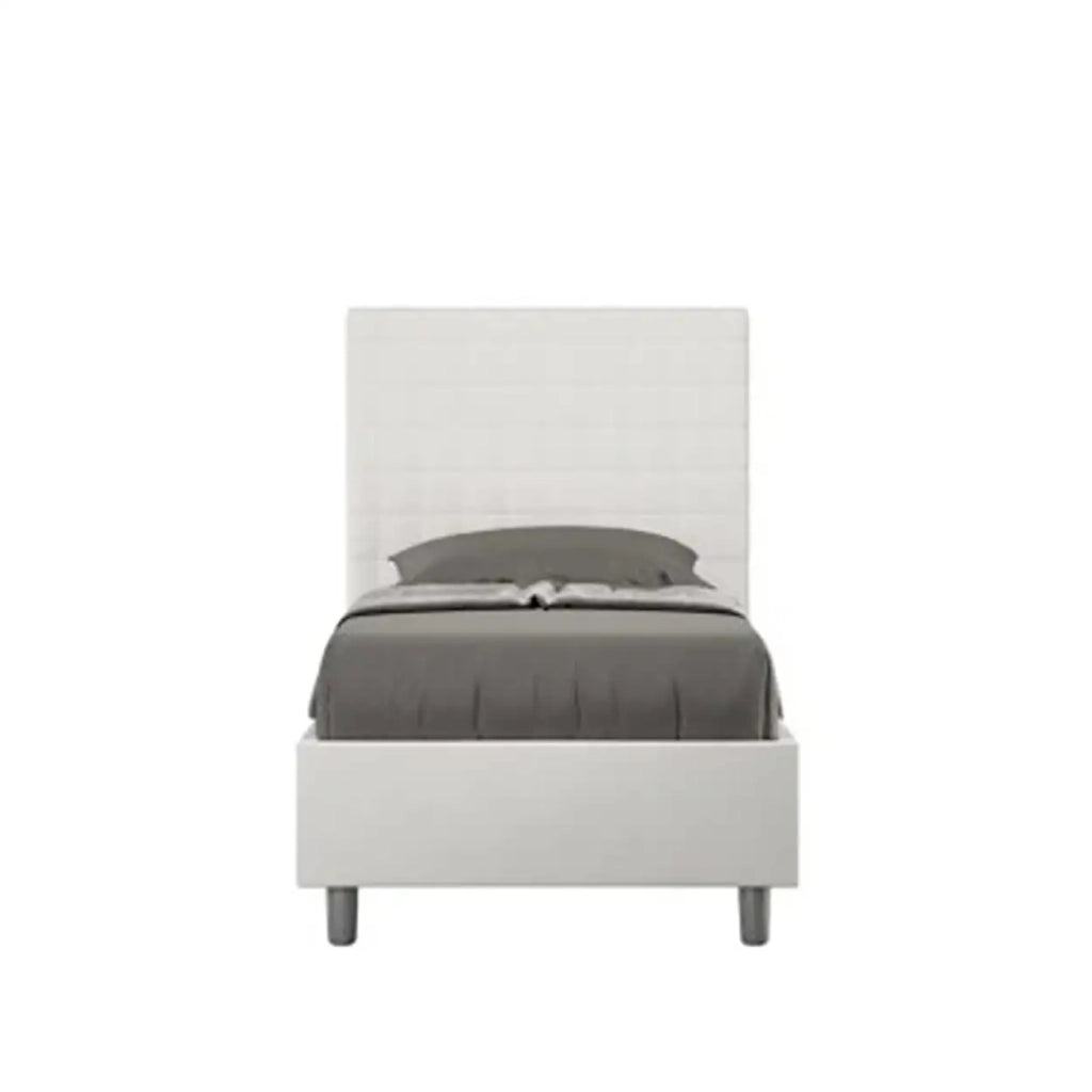 Letto singolo contenitore imbottito 90x200 similpelle bianco Sunny