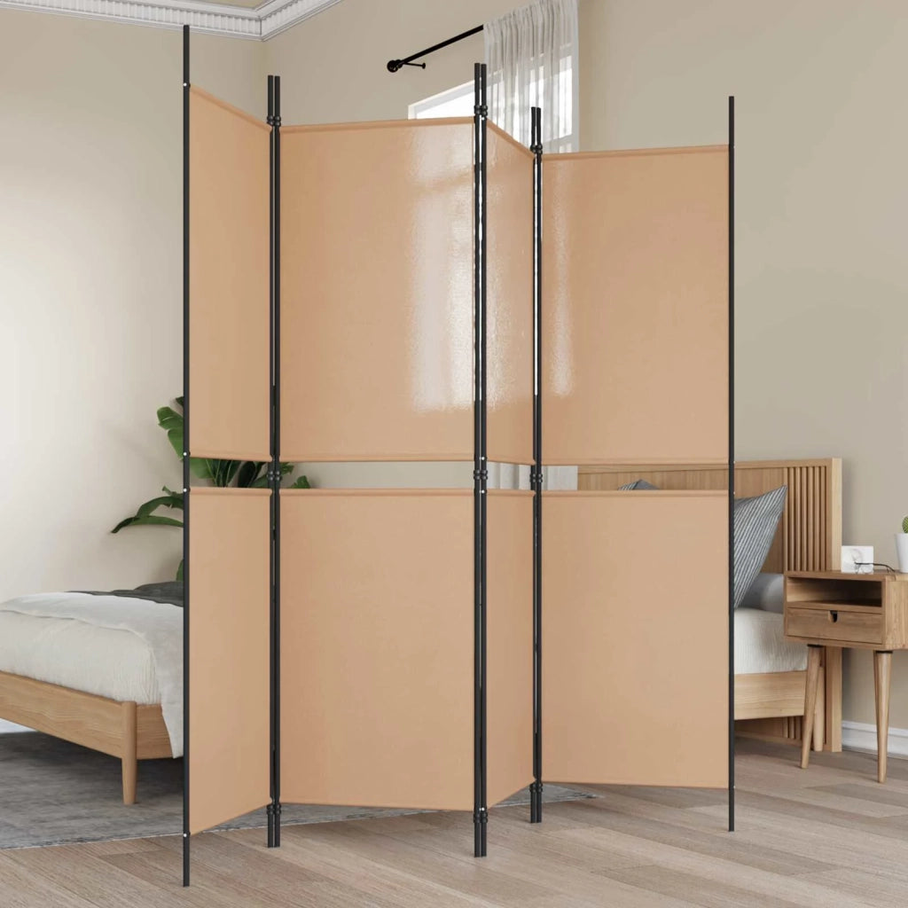 Divisorio Ambienti | Divider per stanze | Paravento a 4 pannelli Beige 200 x 180 cm Tessuto
