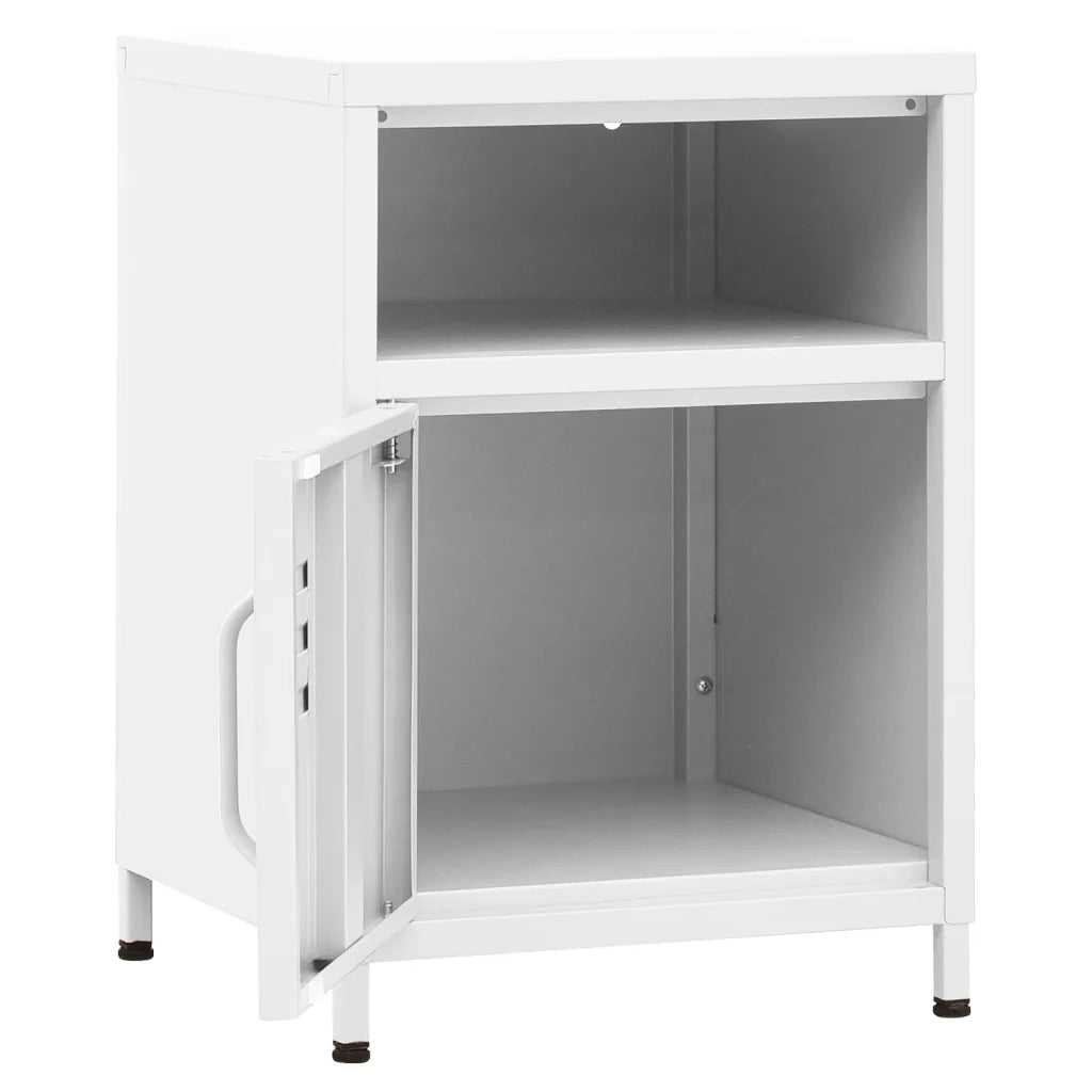 Comodino | Armadio da Notte | Mobiletto da notte Bianco 35x35x51 cm in Acciaio