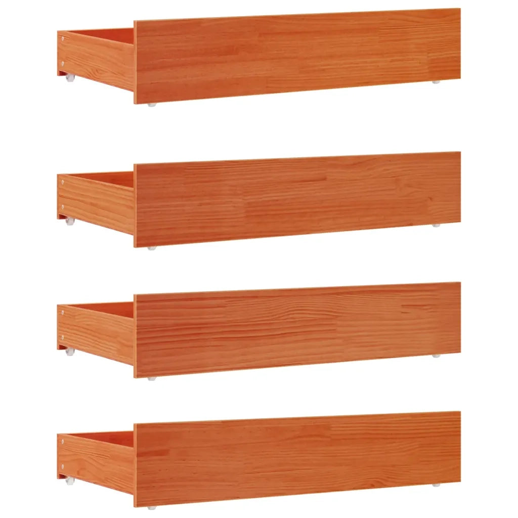 Cassetti per Letto 4 pz Marrone Cera in Legno Massello di Pino CFW2316800