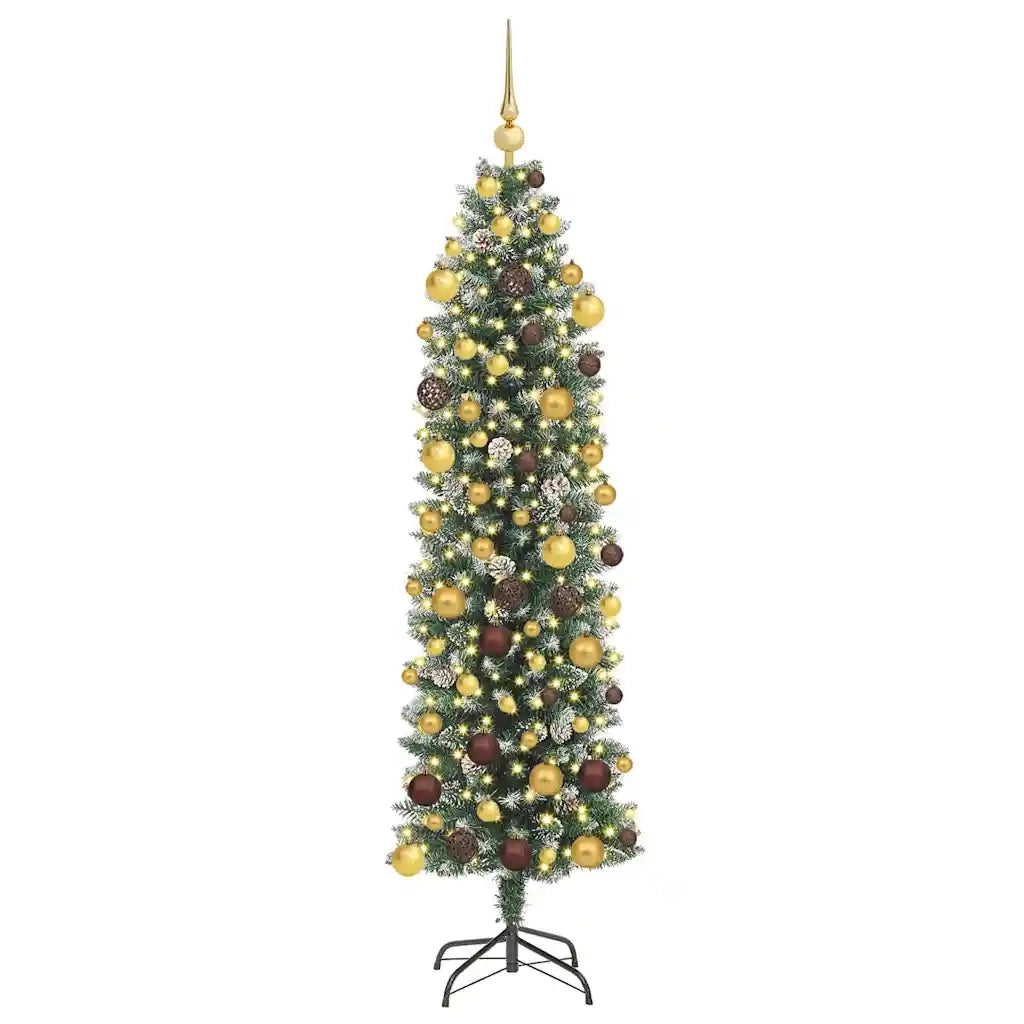 Albero di Natale Artificiale Sottile Verde e Bianco 180 cm 3395290