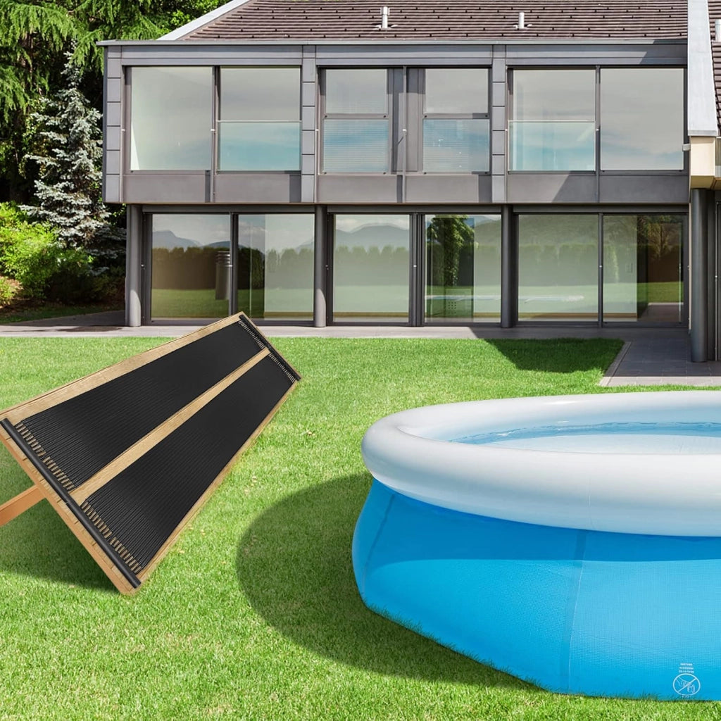 Riscaldatore Solare per Piscina, 2 PCS 500 x 75/600x75 cm Pannelli Solari in PE Resistente alle Intemperie e Assorbimento Efficiente, per 21500/25800 L Piscina Interrata e Fuori Terra (3m)