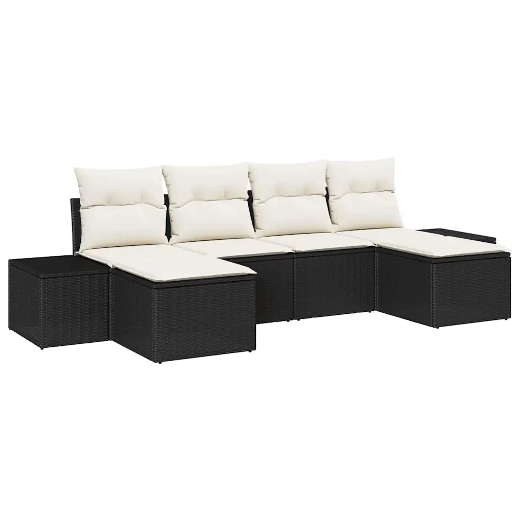 Set Divano da Giardino 4 pcs Nero e Crema polyrattan 3355836