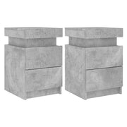 Set di 2 Comodini | Armadio da Notte | Mobiletto da notte con Luci LED Grigio Cemento 35x39x55 cm