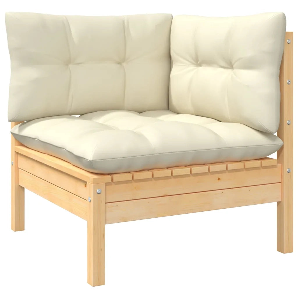 Set Salotto da Giardino 6 pz con Cuscini Crema Legno di Pino 3096364