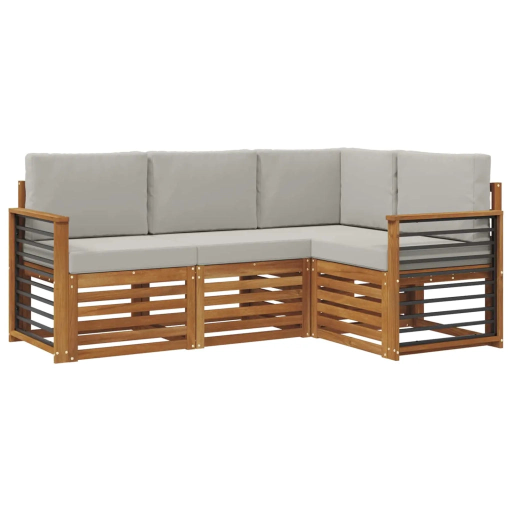 Set divani con cuscino 4 pcs Grigio Naturale e Chiaro 3374741
