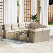 Set di divani con cuscino 9 pcs Beige e Crema polyrattan 3354650