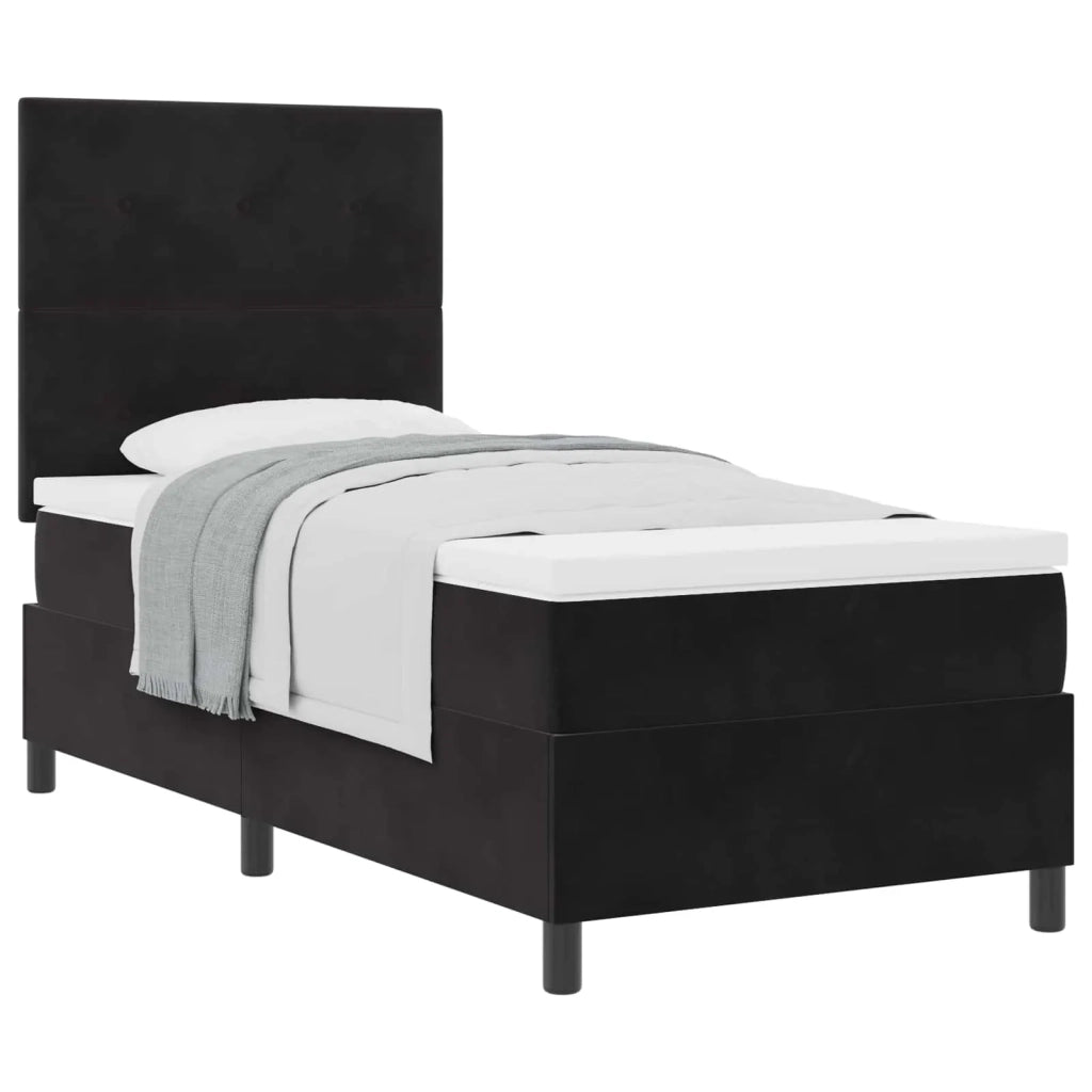 Letto a molle con materasso Nero 90 x 200 cm Velluto 3339808