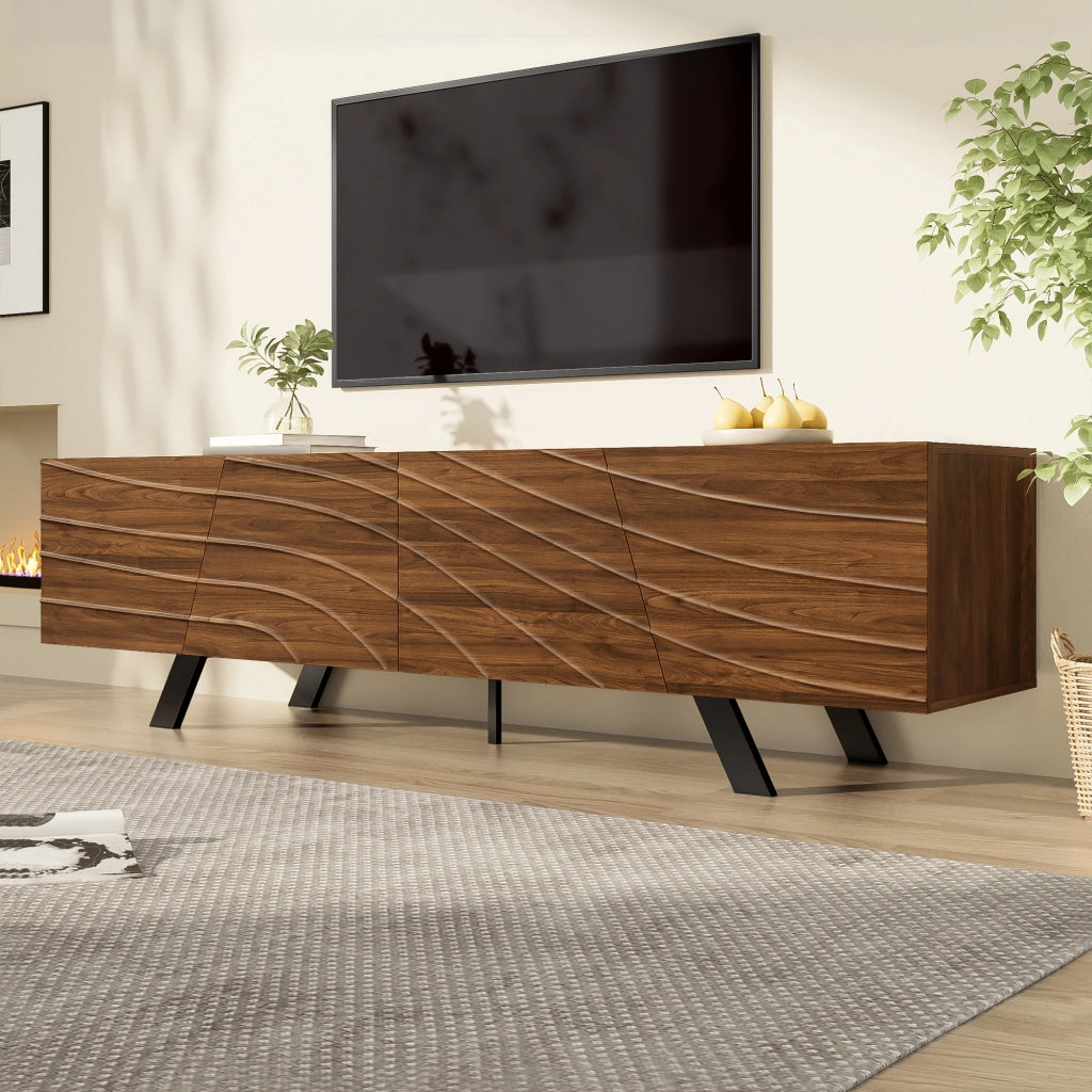 Cassettiera per TV in MDF con finitura noce; 160 cm