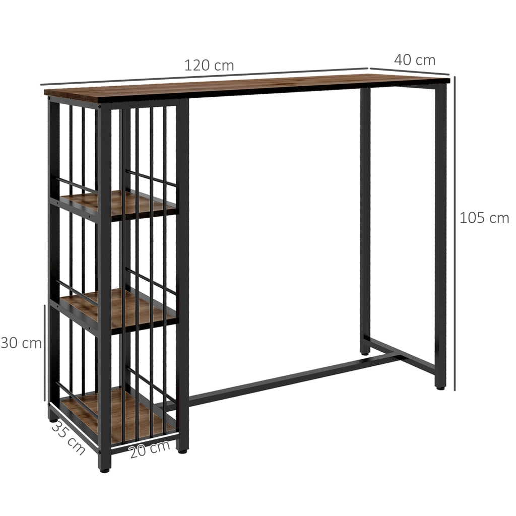 Tavolo da cucina con ripiani ¨C zephmum ¨C 120x40x105 cm, nero e marrone