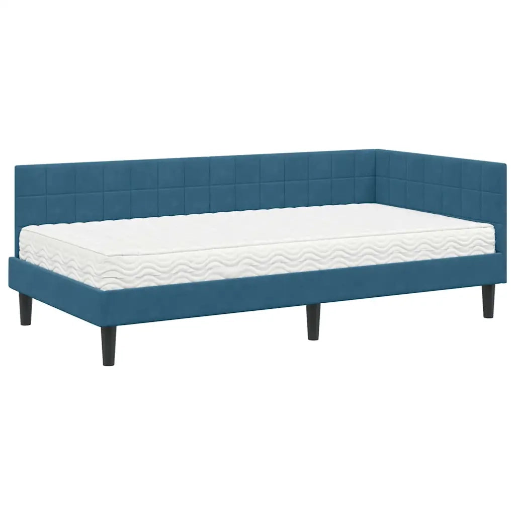 Struttura Letto Angolare con Materasso 2 pcs Blu Velluto 3393977