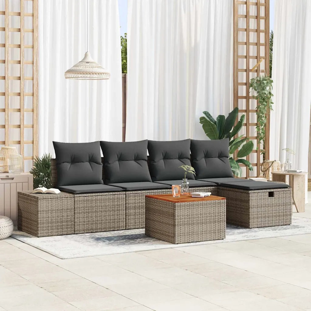 Set Divano da Giardino con cuscino 6 pcs Grigio polyrattan 3359587