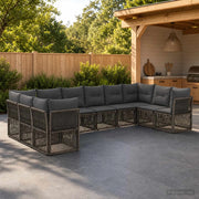Set Divano da Giardino 10 pz Grigio polyrattan 3434345