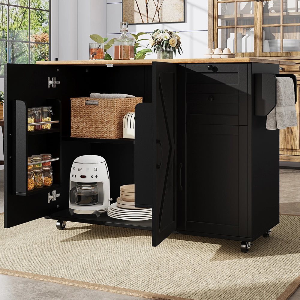 Isola cucina - Xylo - scaffali snack venatura legno nero