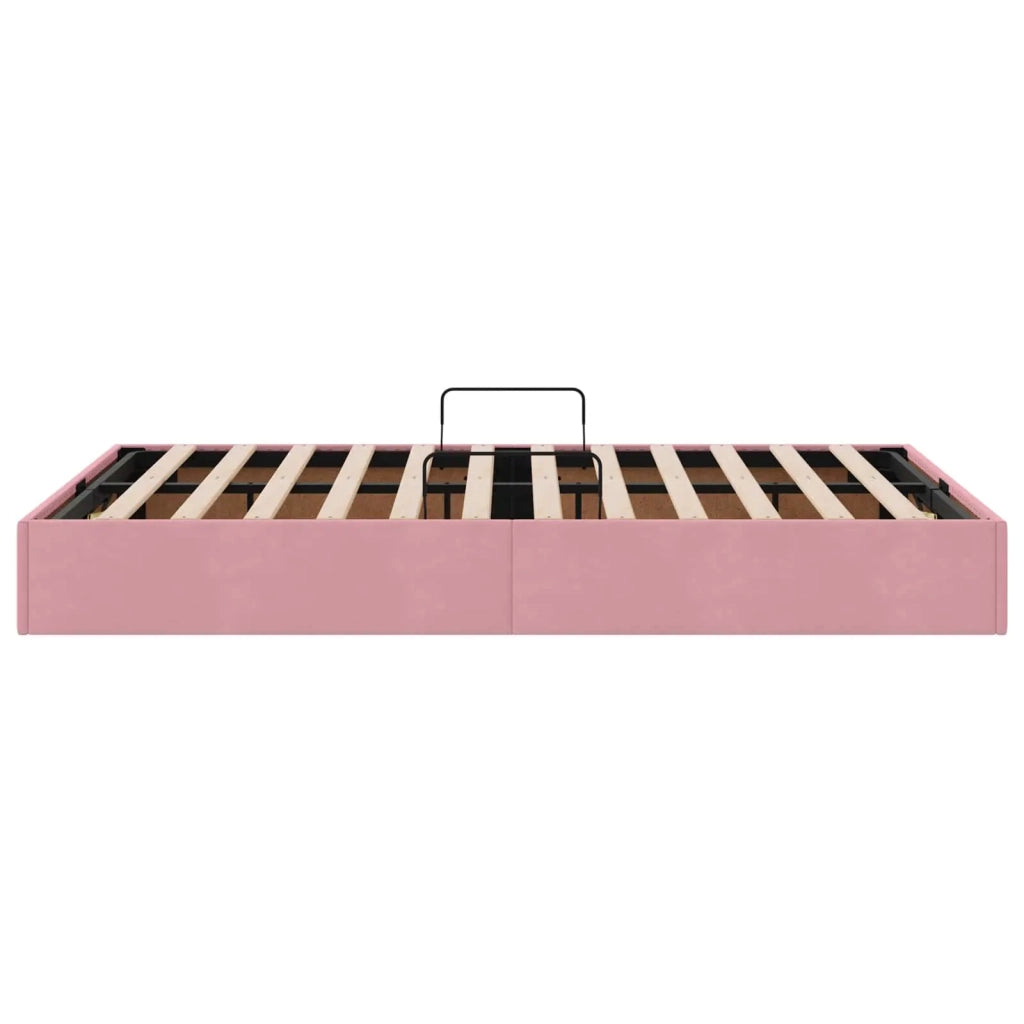 Letto ottomano con archiviazione Rosa 120 x 200 cm Velluto 3442873