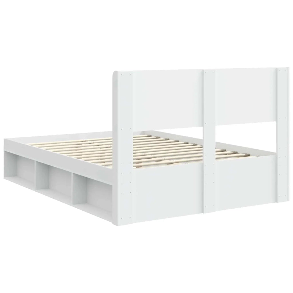 Struttura del letto con stoccaggio e testata Bianco 3414235