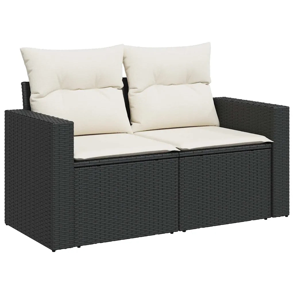 Set Divano da Giardino 6 pz con Cuscini Nero in Polyrattan 3327806