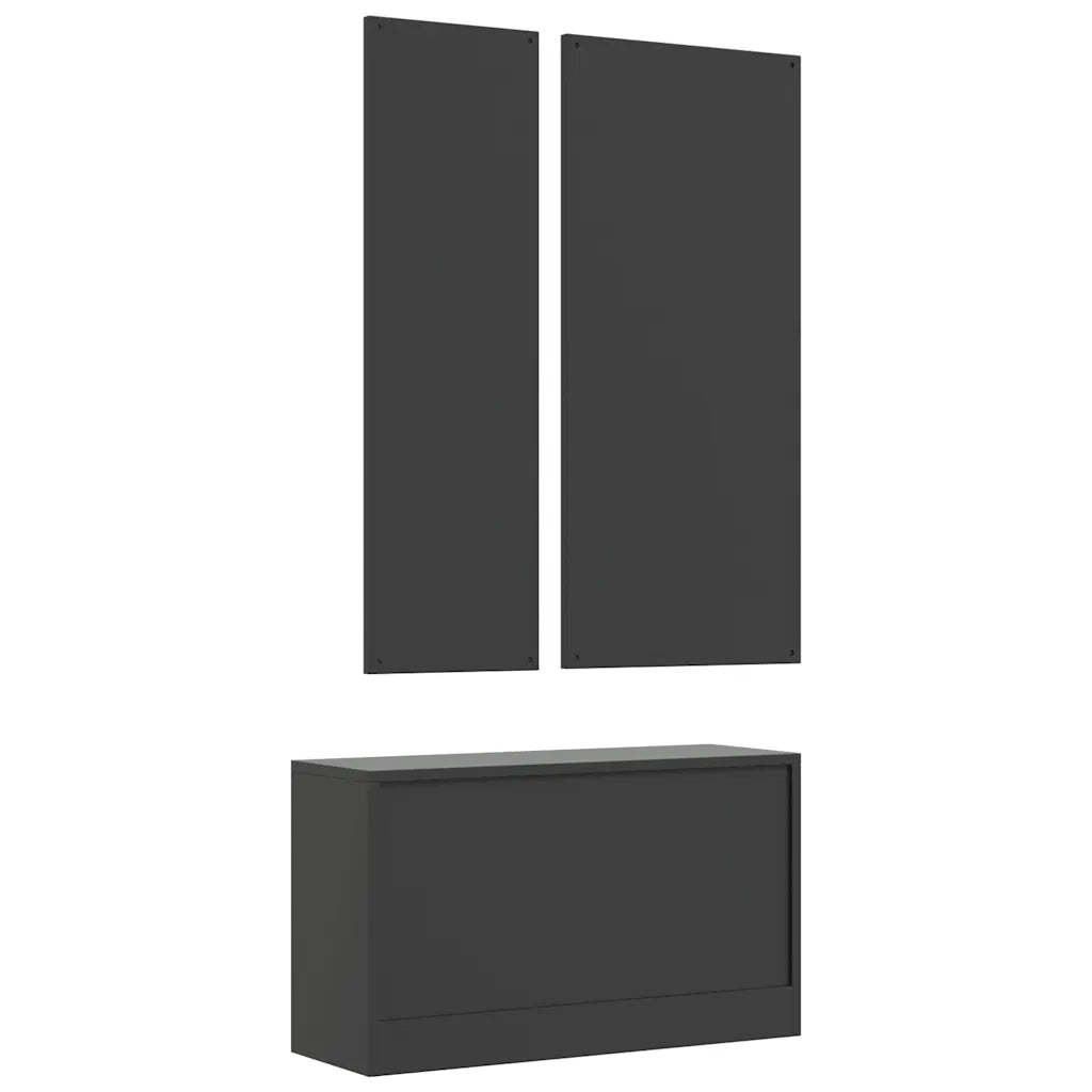 Set Scarpiere | Mobile per scarpe 3 in 1 Nero in Legno Multistrato