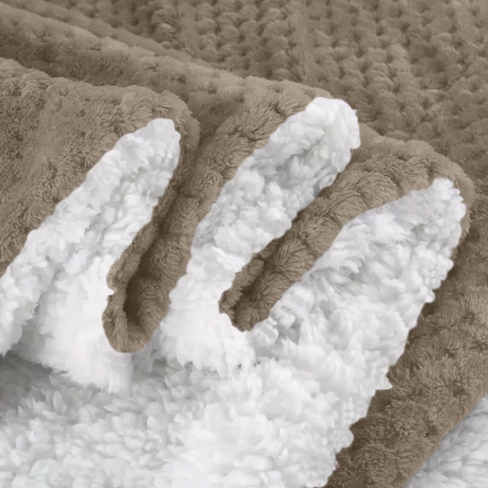Coperta Plaid in Pile Sherpa Invernale Tinta unita 440 Gr/Mq Beige - Plaid 127x152